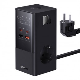 Wall charger / powerstrip Baseus PowerCombo 100W (black)