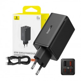 Baseus GAN6 Pro Fast Charger, 2xUSB-C + 2xUSB, 65W (black)