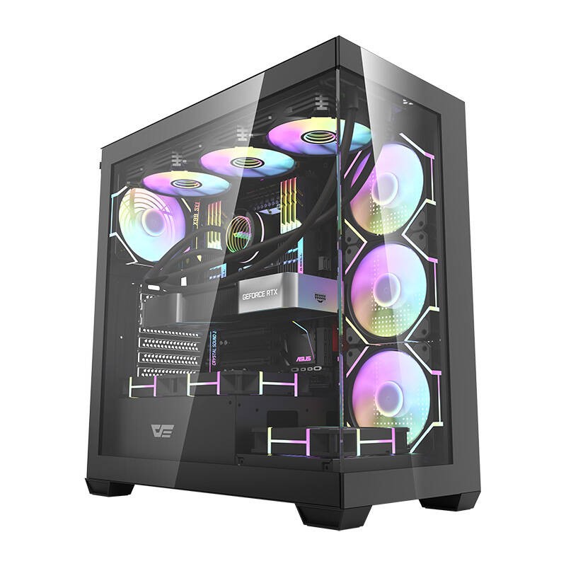 Darkflash DS900 computer case (black) + 7 ARGB fans