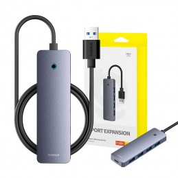 Hub 4in1 Baseus UltraJoy Lite 100cm USB-A to 4x USB 3.0 + USB-C 5V (grey)