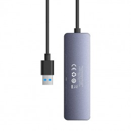 Hub 4in1 Baseus UltraJoy Lite 150cm USB-A to 4x USB 3.0 + USB-C 5V (grey)