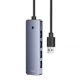 Hub 4in1 Baseus UltraJoy Lite 200cm USB-A to 4x USB 3.0 + USB-C 5V (grey)