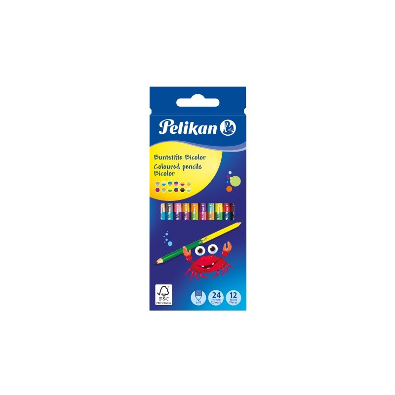 pelikan Colored pencils Bicolor round assorted colors, 12 pieces cardboard case