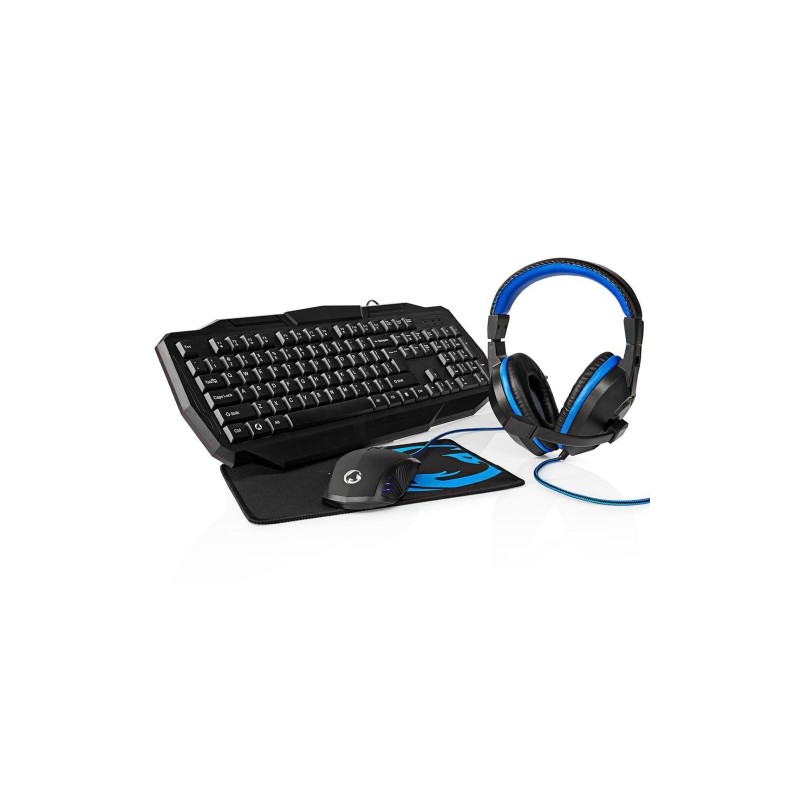 Nedis GCK41100BKUS Gaming Combo Kit 4-in-1 (Keyboard, Headset, Mouse and Mouse Pad)