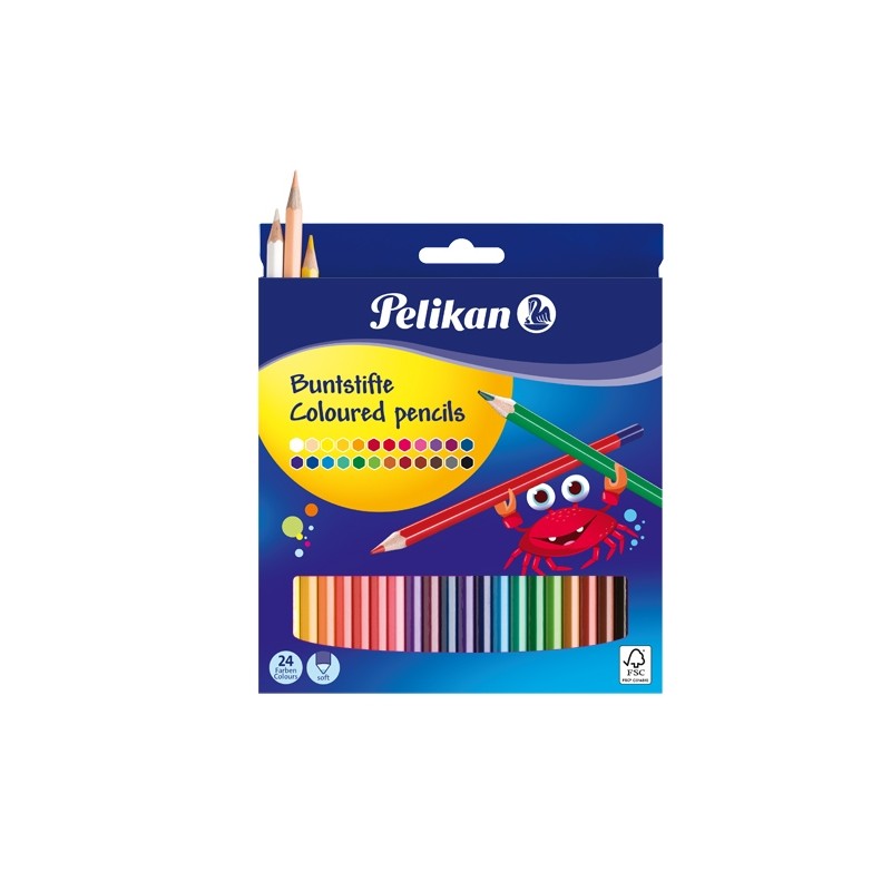 pelikan Colored pencils hexagonal 3mm lead assorted colors, 24 pieces cardboard case