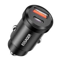 Car Charger USB-A+USB-C 30W Essager (black)