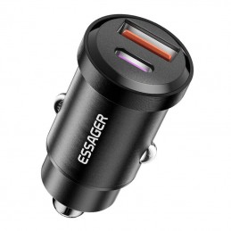 Car Charger 1xUSB-A 1xUSB-C 45W Essager (black)