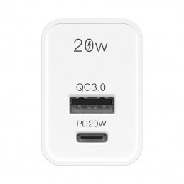 Ładowarka sieciowa RayCue USB-C + USB-A PD 20W EU (biała)