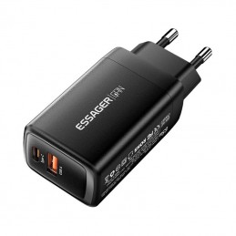 Wall Charger USB-C+USB-A 65W Essager GaN (black)