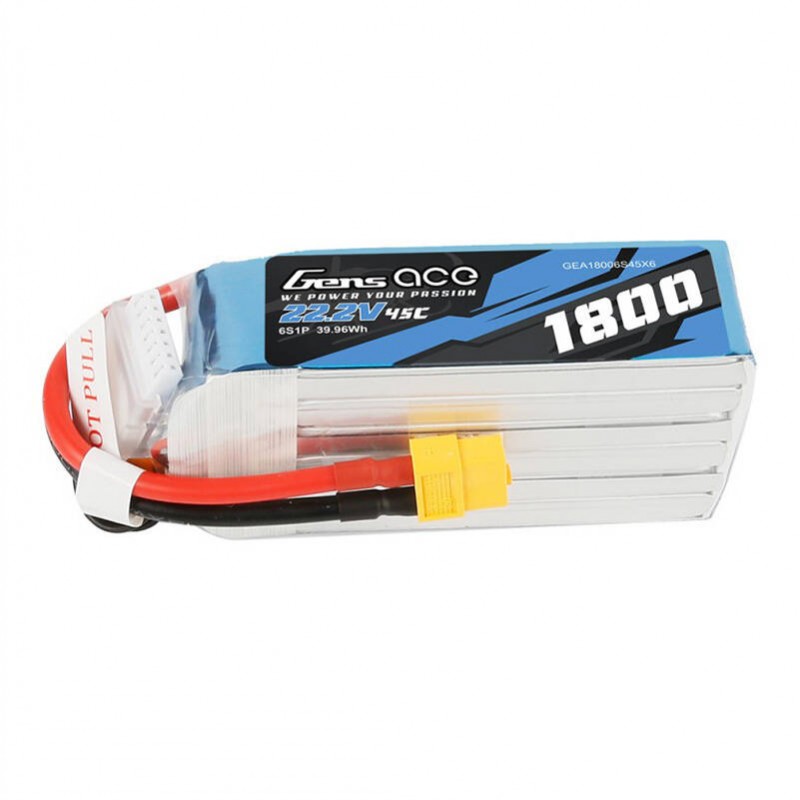 Gens ace 1800mAh 22.2V 45C 6S1P Lipo Battery Pack