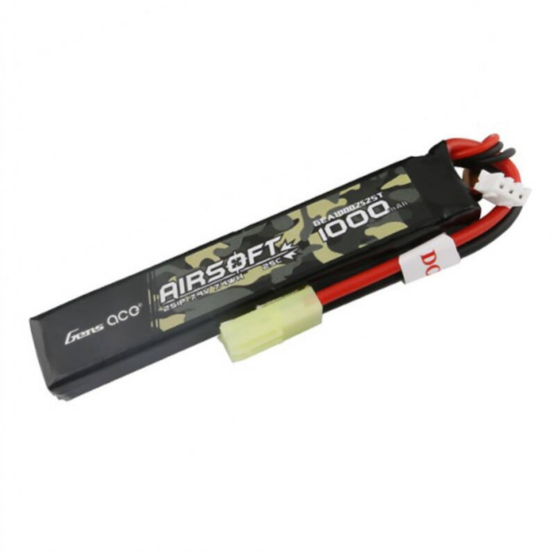 Gens ace 25C 1000mAh 2S1P 7.4V Airsoft Gun Lipo Battery with mini Tamiya Plug