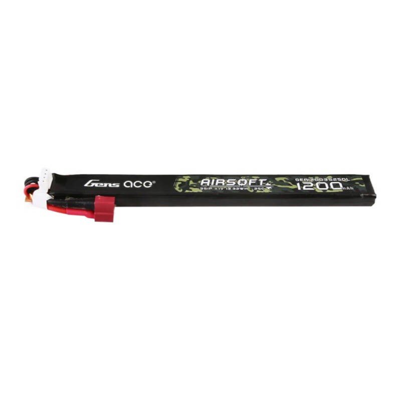 Gens Ace 25C 1200mAh 3S1P 11.1V Airsoft Gun Lipo Battery with T Plug Long size