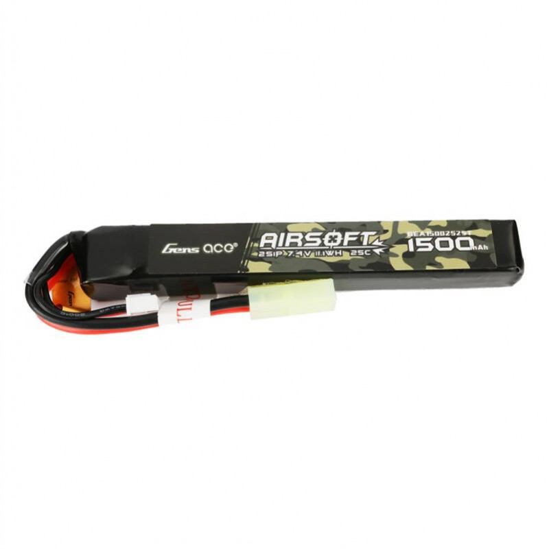 Gens ace 25C 1500mAh 2S1P 7.4V Airsoft Gun Lipo Battery with mini Tamiya Plug