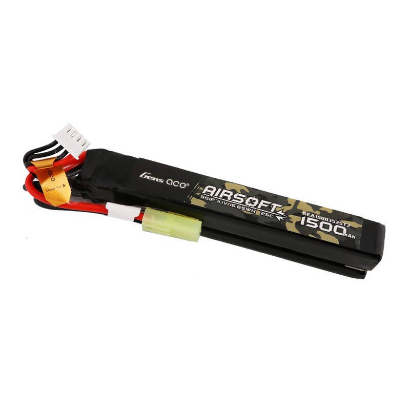 Gens ace 25C 1500mAh 3S1P 11.1V Nunchuck 2X Airsoft Gun Lipo Battery with T Plug