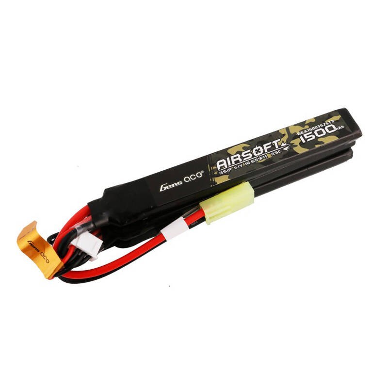 Gens ace 25C 1500mAh 3S1P 11.1V Nunchuck 3X Airsoft Gun Lipo Battery with mini Tamiya Plug