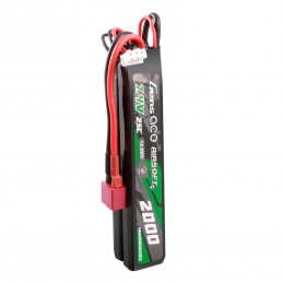 Gens Ace 25C 2000mAh 2S2P 7.4V Saddle Airsoft Gun Lipo Battery with Mini Deans(T) Plug