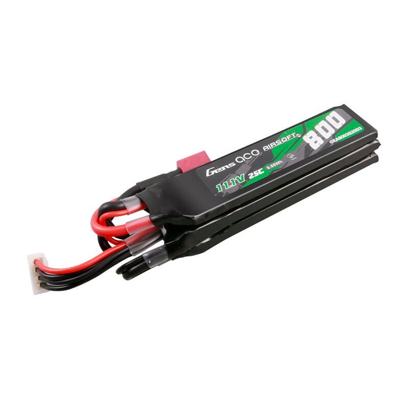 Gens ace 25C 800mAh 3S1P 11.1V NUNCHUCK 3X Airsoft Gun Lipo Battery with Deans(T) Plug