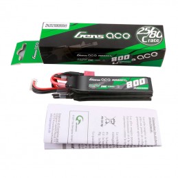 Gens ace 25C 800mAh 3S1P 11.1V NUNCHUCK 3X Airsoft Gun Lipo Battery with Deans(T) Plug