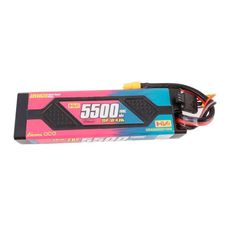 Gens ace Advanced 5500mAh 7.6V 100C 2S1P HardCase Lipo Battery Pack with XT60