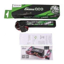 Gens ace G-Tech 25C 1500mAh 3S1P 11.1V Airsoft Gun Lipo Battery with T Plug