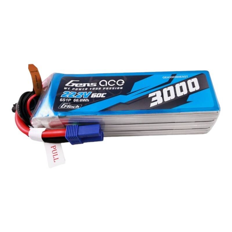 Gens ace G-Tech 3000mAh 22.2V 60C 6S1P Lipo Battery Pack with EC5 plug