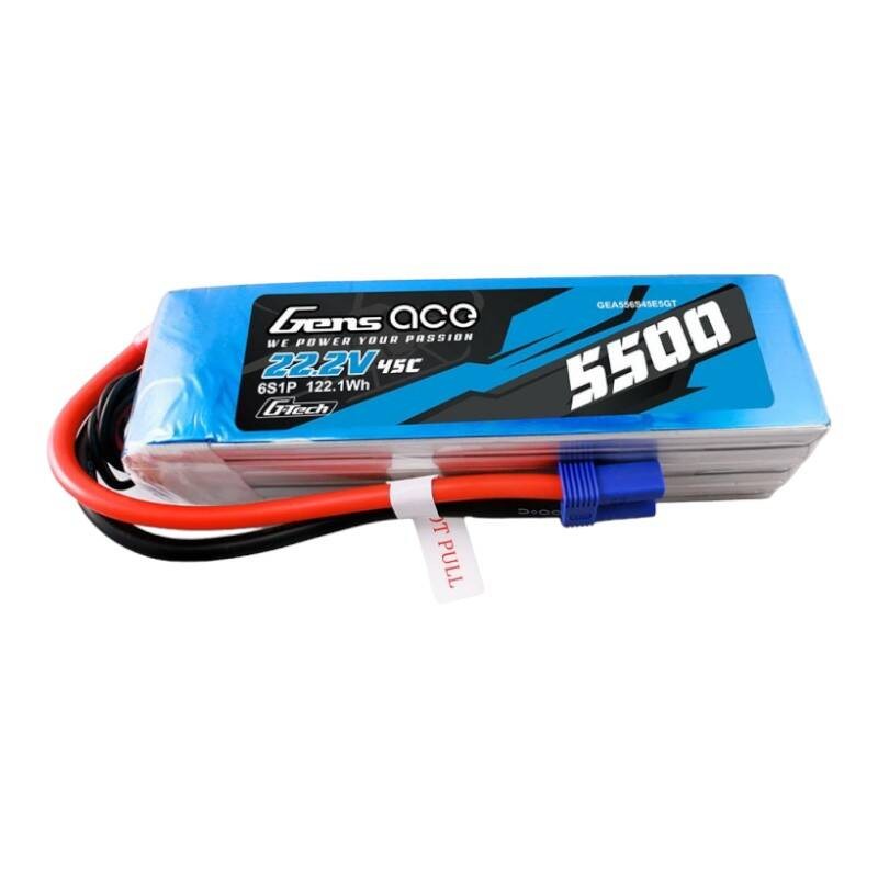 Gens ace G-Tech 5500mAh Lipo 22.2V 45C 6S1P Model Helicopter Batteries