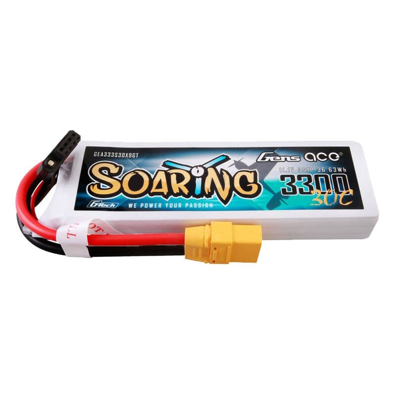 Gens ace G-Tech Soaring 3300mAh 11.1V 30C 3S1P Lipo Battery Pack with XT90 plug