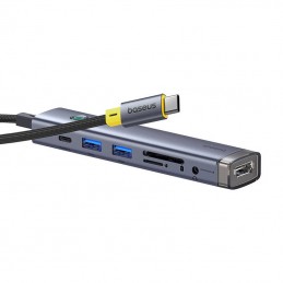 Hub 7w1 Baseus UltraJoy  USB-C do HDMI +2xUSB3.0+PD+SD-TF+3.5mm (szary)