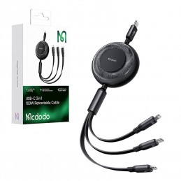 3in1 USB to USB-C - Lightning - Micro USB Cable, Mcdodo CA-5220, 1.2m (Black)