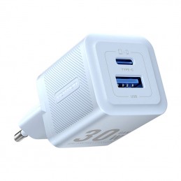 Wall charger, Vention, FEQL0-EU,  USB-C + USB- A,  30W-30W, GaN (blue)