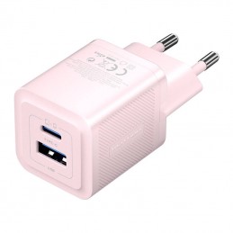 Wall charger, Vention, FEQP0-EU,  USB-C + USB- A,  30W-30W, GaN (pink)