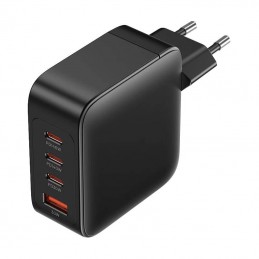 Wall charger, Vention, FEIB0-EU,  3xUSB-C, USB- A, 140W-140W-30W-18W, GaN (czarna)