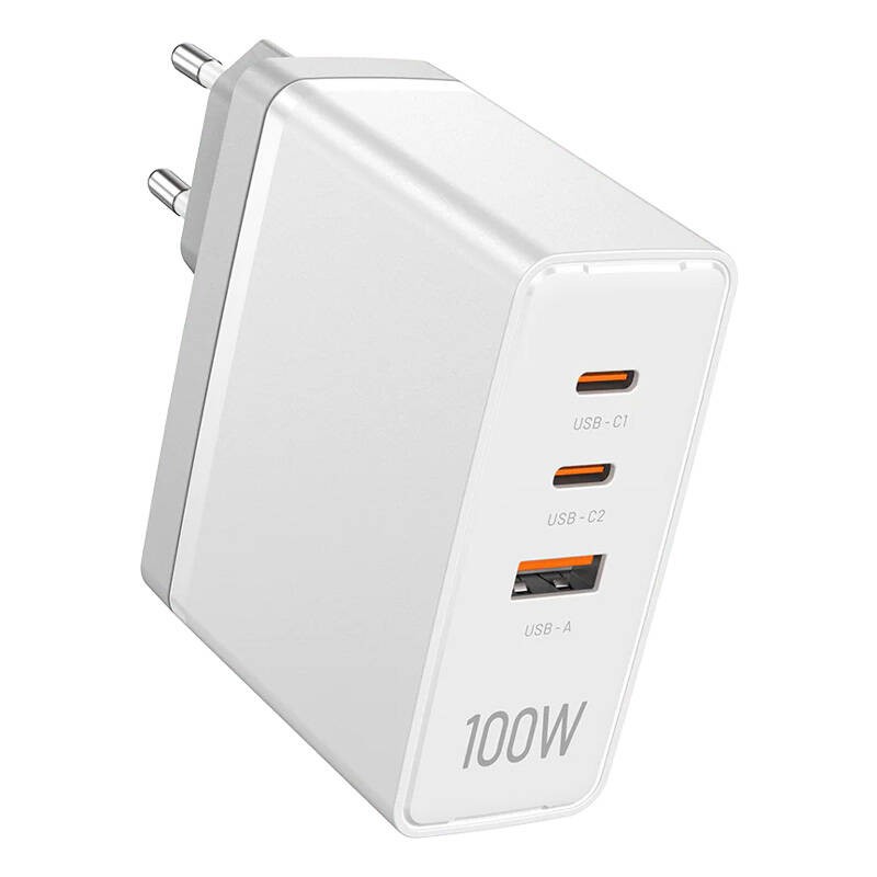 Wall charger, Vention, FEGW0-EU, 2xUSB-C, USB- A, 100W-100W-30W, GaN (white)