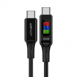 Kabel USB-C do USB-C  Acefast C7-03, 1.2m, z wyświetlaczem (czarny)