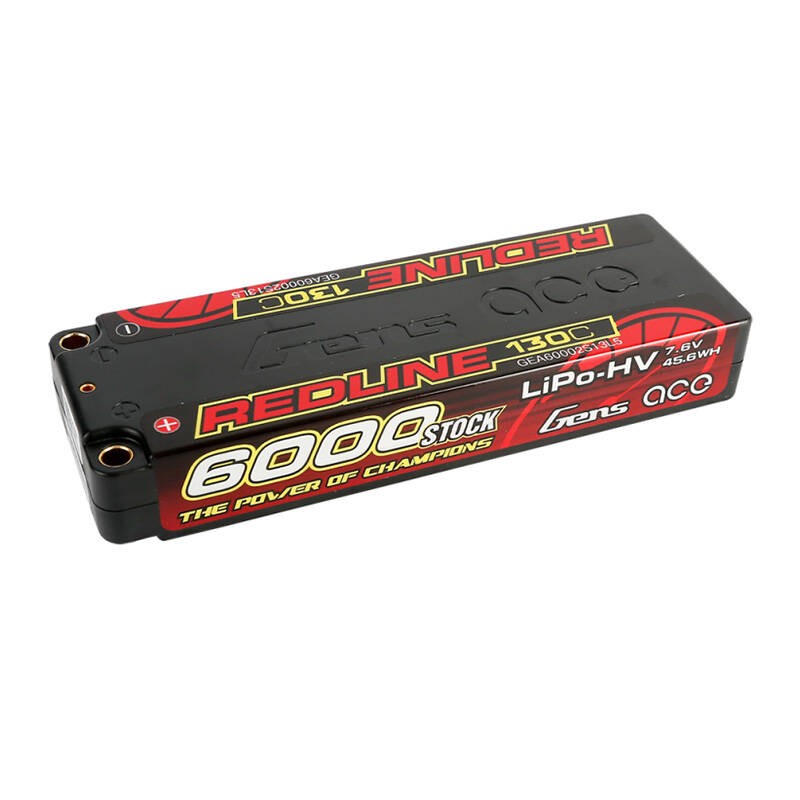 Gens ace Redline Series 6000mAh 7.6V 130C 2S2P HardCase 57- HV Lipo Battery