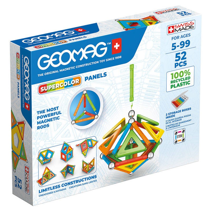 Magnetic Supercolor Panel Recycled blocks 52 pieces GEOMAG GEO-378