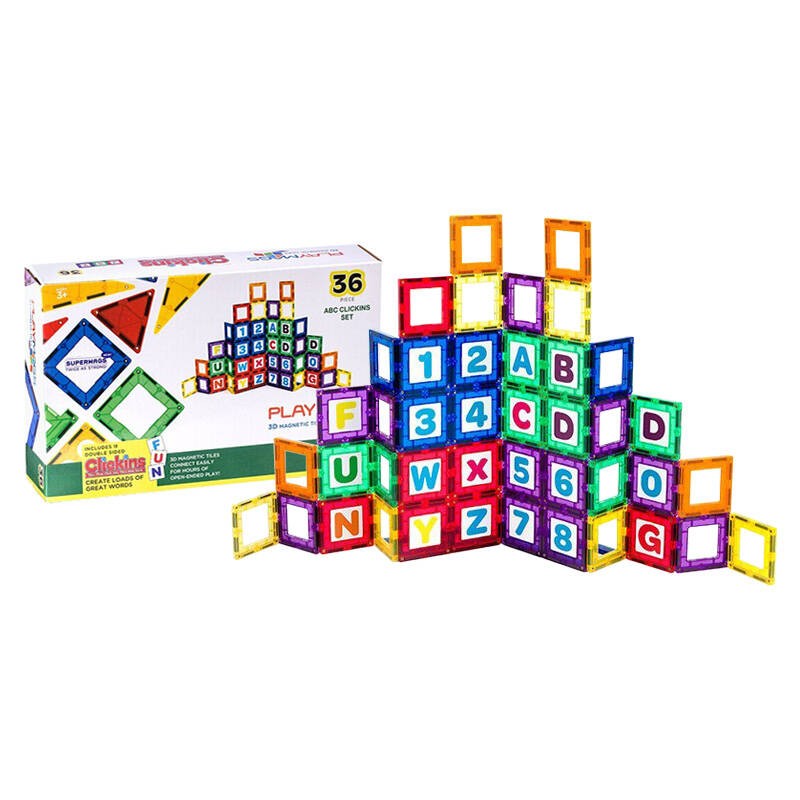 Magnetic tiles 3D Letters and Numbers Playmags 168 - 36 pcs set