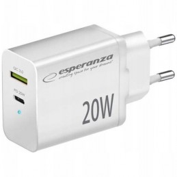 Esperanza EZC105W Wall charger Type C 20W + USB QC3.0 18W