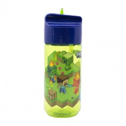 Water bottle with Straw for Kids STOR 40436 430 ml Minecraft (green - blu