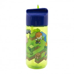 Water bottle with Straw for Kids STOR 40436 430 ml Minecraft (green - blu