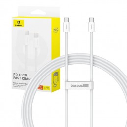 Kabel szybkiego ładowania USB-C do USB-C Baseus Superior 2 100W 2m (biały)