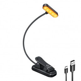 Wireless lamp Glocusent ET-Head clip-on book light, USB-C 650mAh timer (Black)