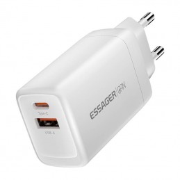 Wall charger USB-C+USB-A 65W Essager GaN (white)