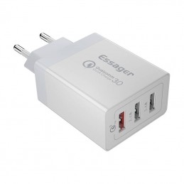 Wall charger, Essager, ECTQC3-FBB02,  3xUSB, 30W (white)