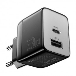 Wall charger, Essager, ECT33W-LJB01-Z, GaN, 1xUSB-A, 1xUSB-C, 33W (black)