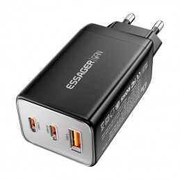 Wall charger, Essager, ECT67W-LJB01-Z, GaN, 2xUSB-C, USB-A, 67W (black)