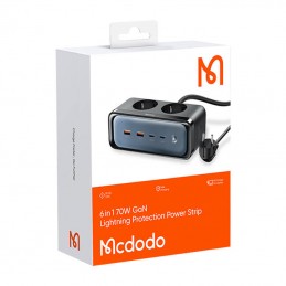 Listwa zasilająca z 2 gniazdami 6w1, 2x USB-C, 2x USB-A Mcdodo CH-4610, EU (czarna)