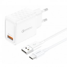 Ładowarka sieciowa Foneng EU54 USB-A, 3A (Biała) + kabel USB-A do USB-C