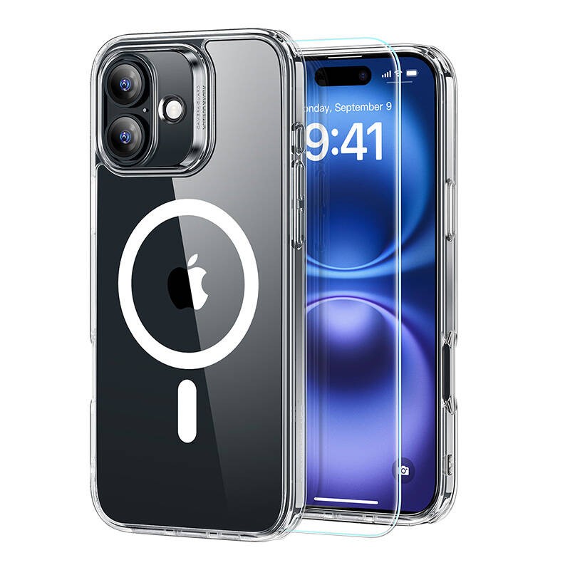 Etui Hybrid Case (HaloLock) ESR do iPhone 16 z zestawem zabezpieczającym ekran (przezroczysty))