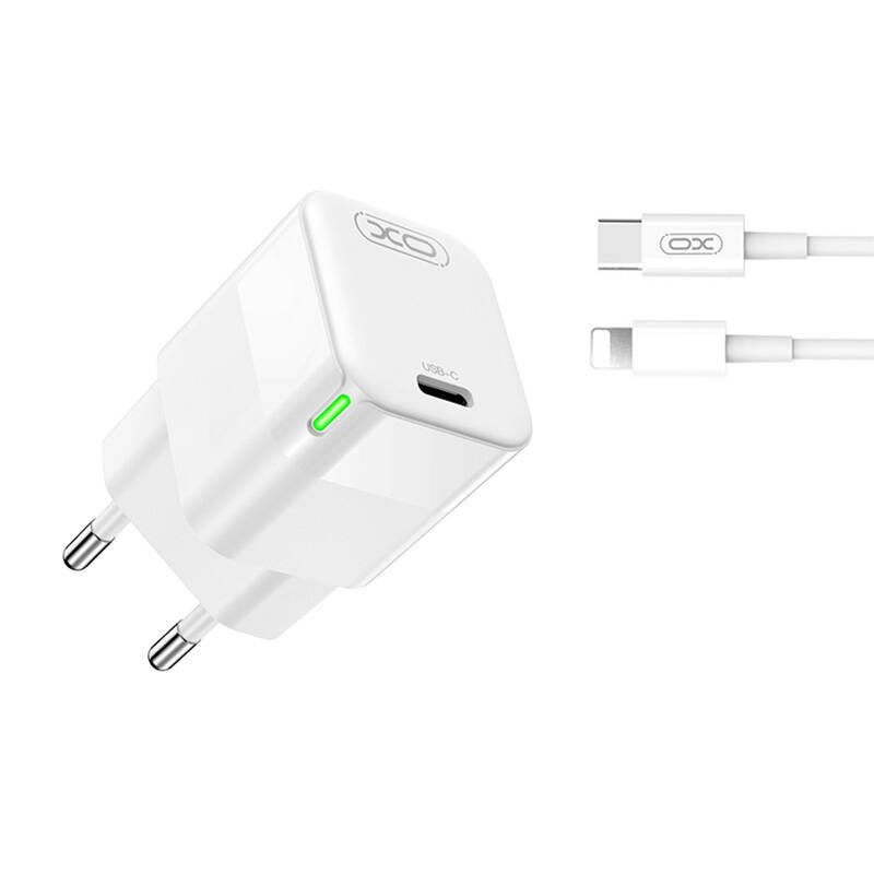 Ładowarka sieciowa XO CE06, 30W, USB-C z kablem Lightning